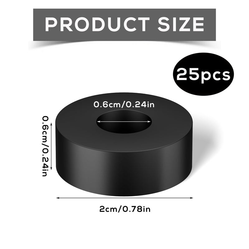 PEUTIER 25pcs Thick Rubber Washers, 3/4 Inch OD 1/4 Inch ID Thickness Grommets Spacer Bushings Flat Washers for Screws Bolts Household Appliances - Image 2